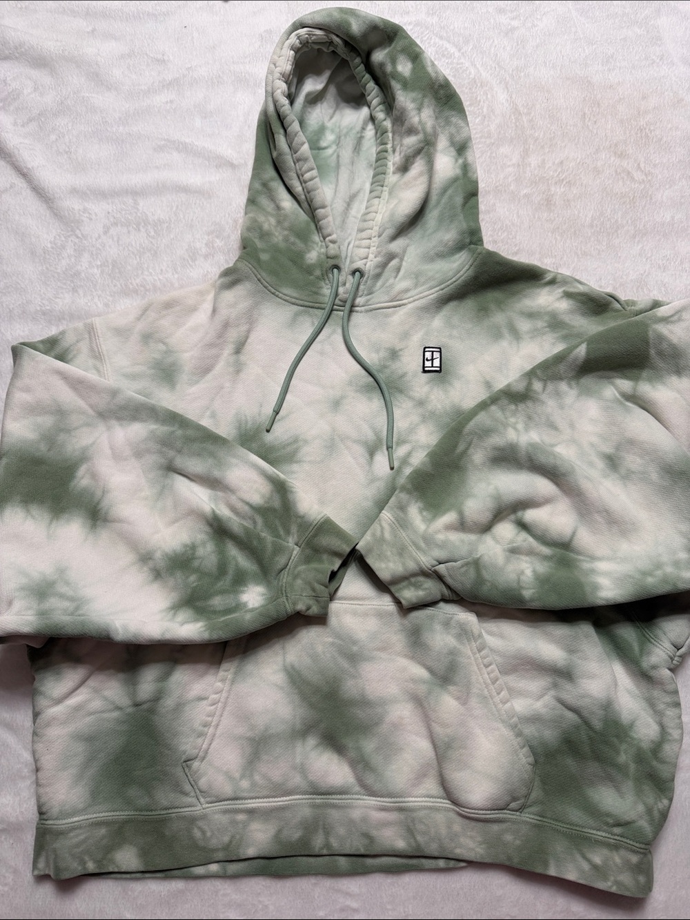 Nike Women's Sage Green and White Tie-Dye Hoodie